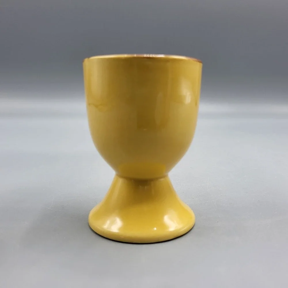 Vintage Pier 1 Yellow Ceramic Egg Cup Pedestal Base 2.75